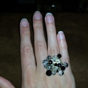 Black and White Adjustable cha cha Ring!